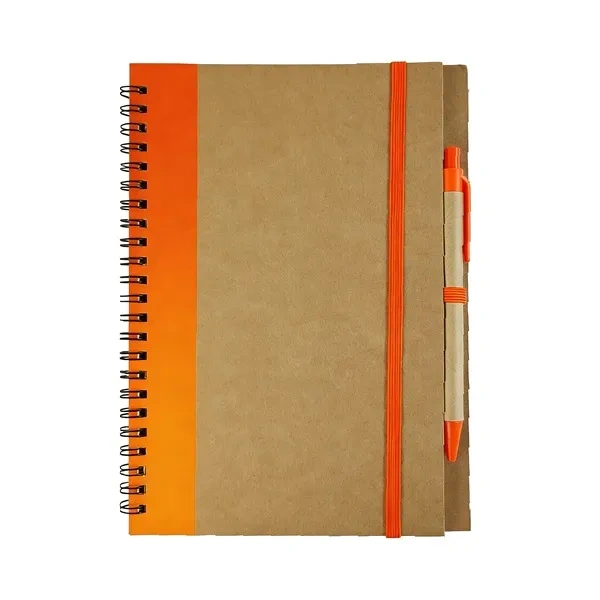 Orange Eco-Friendly Notebook and Pen Set for Sustainable FSC Certified Gifts