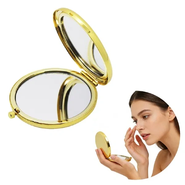 Gold Luxury Metal Compact Mirror for Premium Elegant Corporate Gifting