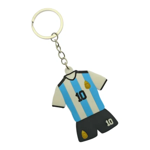 Blue and White Sports Jersey PVC Keychain for Fan Merchandise Branding
