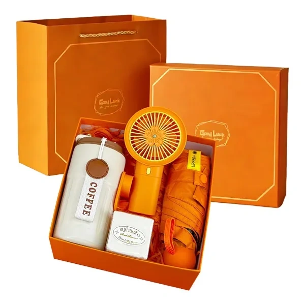 Orange 5-in-1 Event and Wedding Favor Kit with Cup and Towel