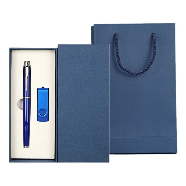 Blue 2-in-1 Executive Pen and USB Tech Gift Set for Budget Promotions