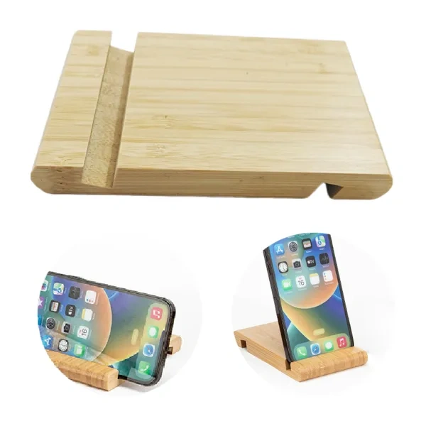 Natural Wood Sustainable Bamboo Device Stand for Eco-Friendly Desktop Branding