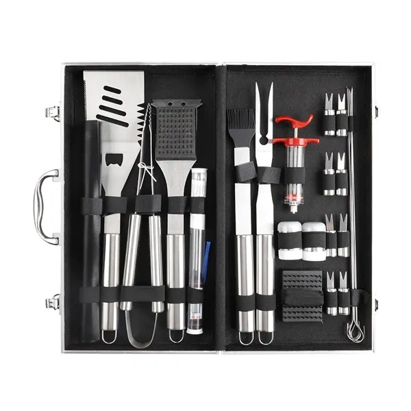 20-Piece Heavy-Duty BBQ Grill Set in Portable Case for Stainless Steel Kits