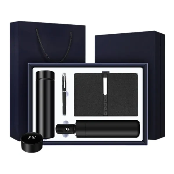 Premium Black Notebook and Vacuum Flask Corporate Gift Box for Welcome Kits