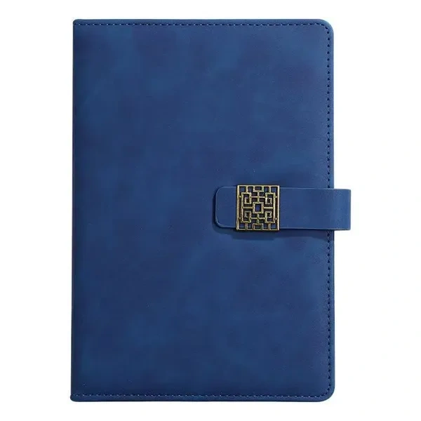 Blue Faux Leather A5 Notebook with Magnetic Buckle for Personalized Journals