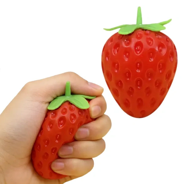 Red Strawberry PU Foam Squishy Toy for Soft Squeeze Trade Show Giveaways