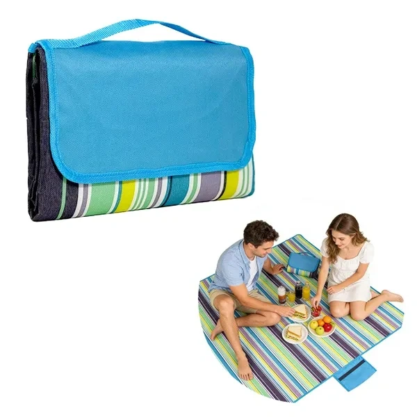 Blue Patterned Waterproof Picnic Blanket for Portable Outdoor Event Mats