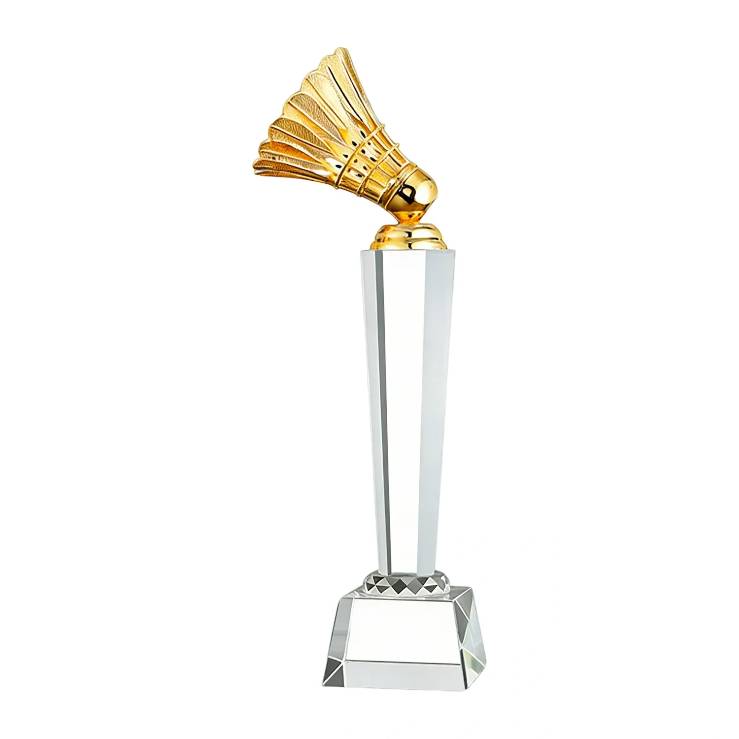 Custom Gold Shuttlecock Crystal Trophy for Badminton Tournaments by SmallOrders