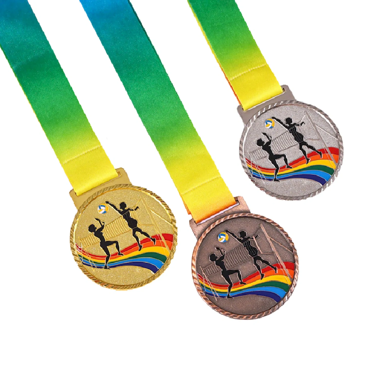Bulk Wholesale Volleyball Medals Gold Silver Bronze Set for Tournaments SmallOrders