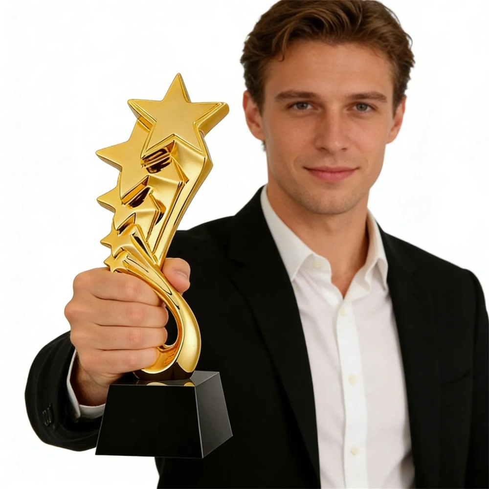 Majestic Rising Star Gold Trophy Award - Wholesale