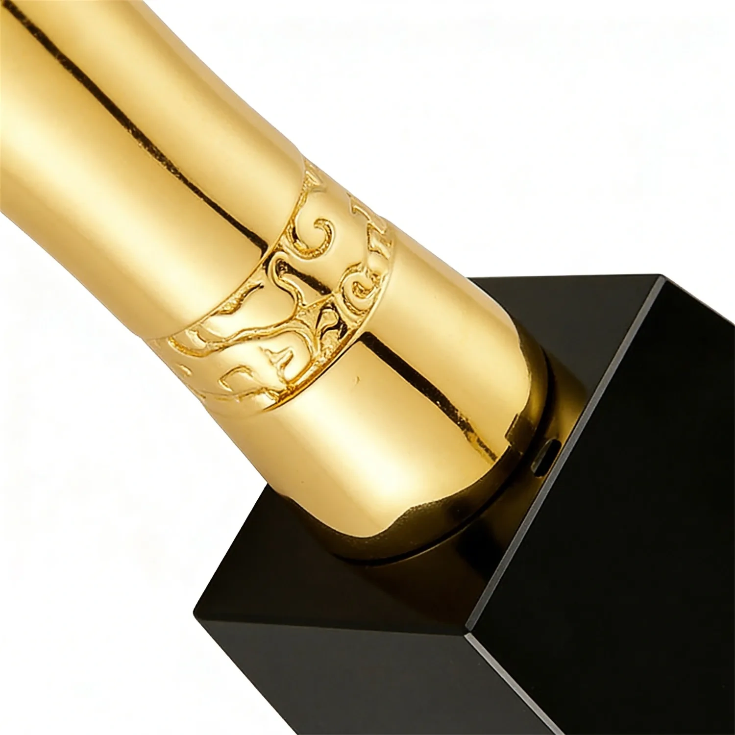 Elegant Gold Plated Award Statue with Black Pedestal