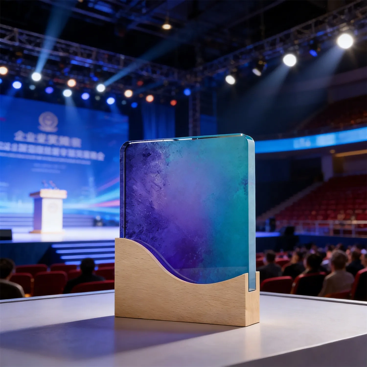 Premium Blue Gradient Crystal Award Manufacturer - Small Order