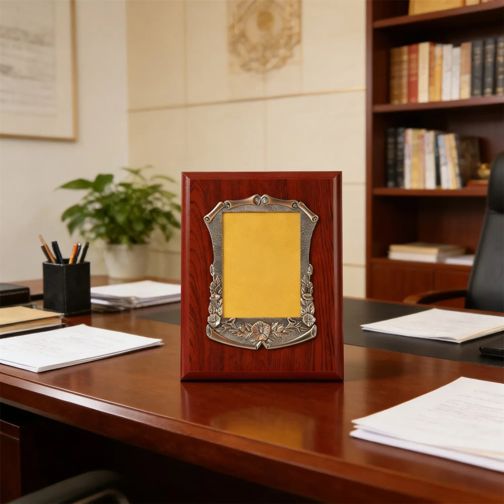 Vintage Scrollwork Rosewood Award Plaque - Supplier