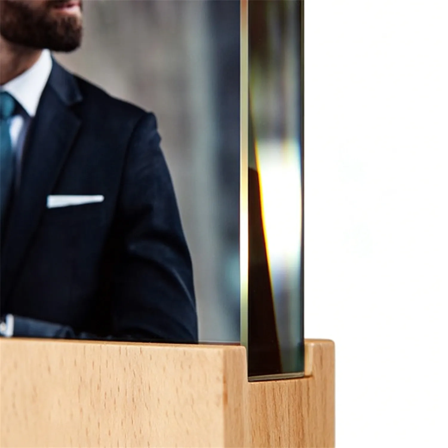 Eco-friendly Wood and Crystal Desktop Award for Business Events SmallOrders