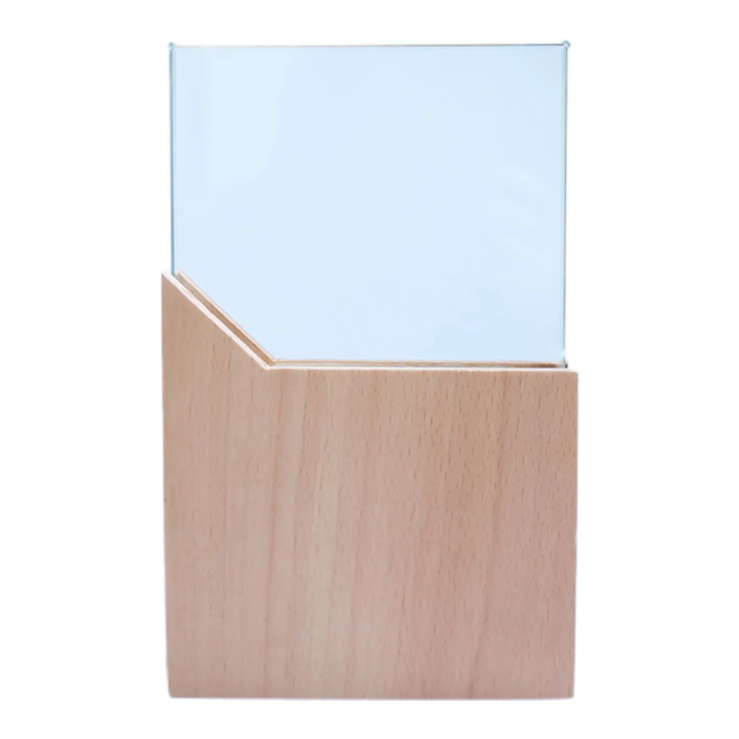 Artistic Blue Gradient Crystal Trophy with Slanted Wood Base Small Order