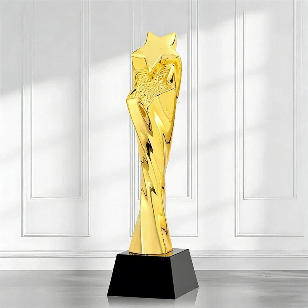 Ascending Star Golden Trophy Award - Custom Logo