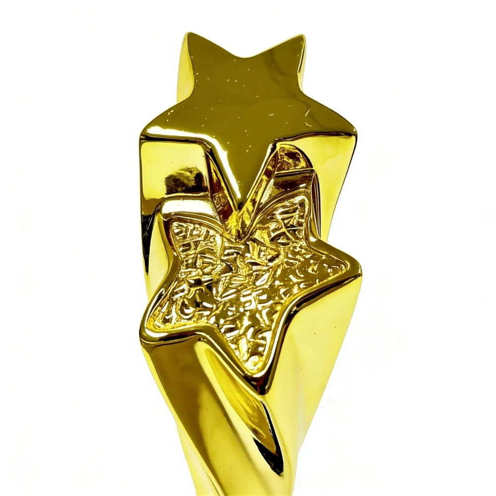 Ascending Star Golden Trophy Award - Custom Logo