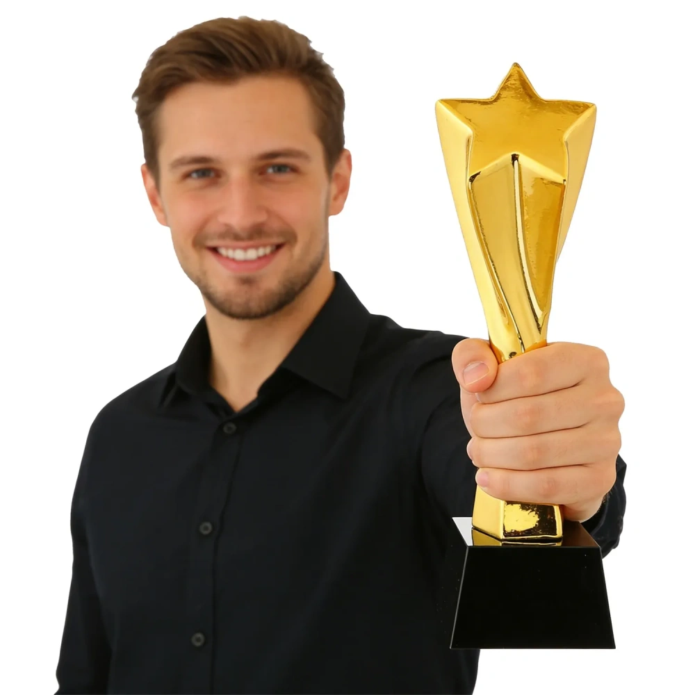 Majestic Gold Star Pillar Trophy - Wholesale