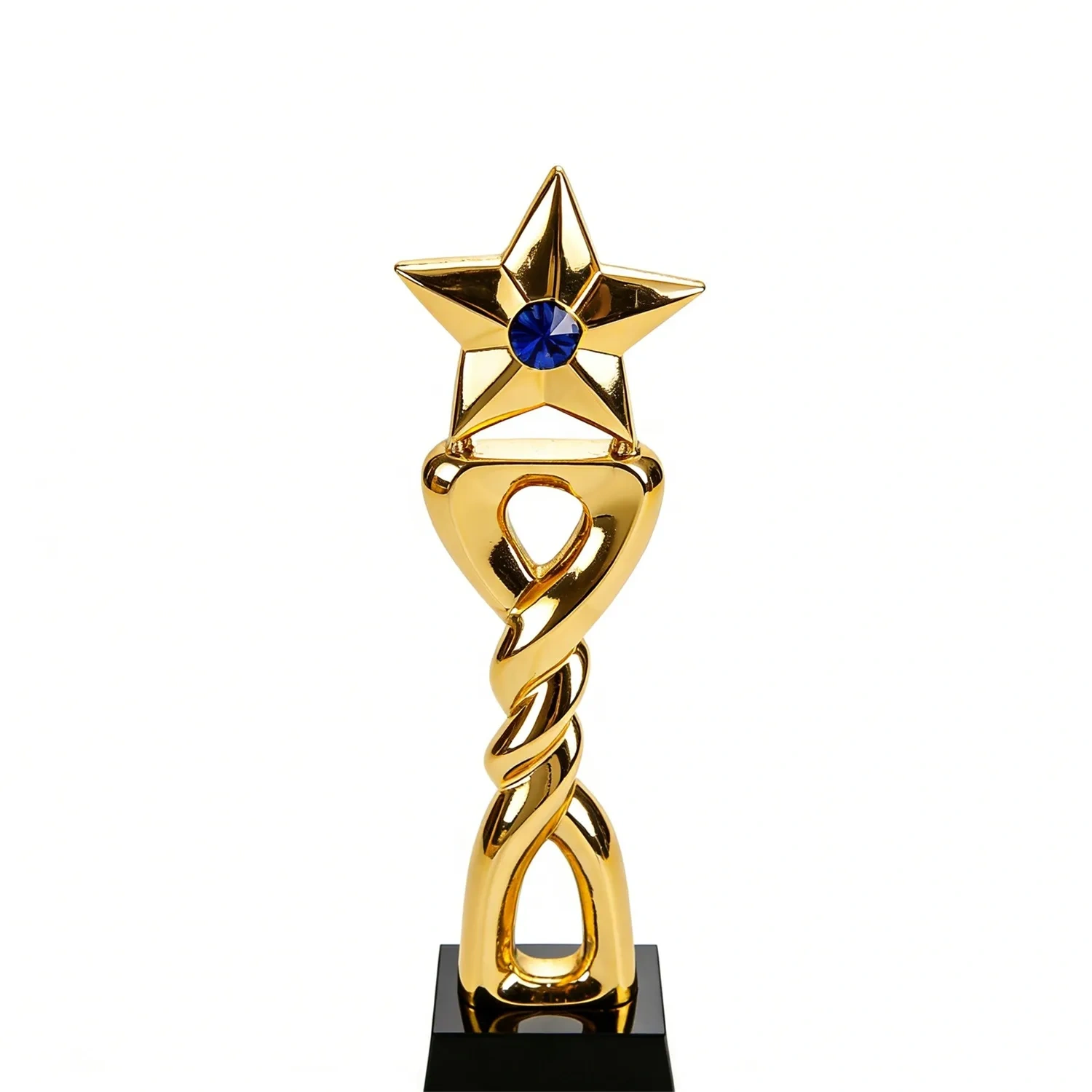 Golden Star Award with Blue Crystal Center and Twisted Stem SmallOrder