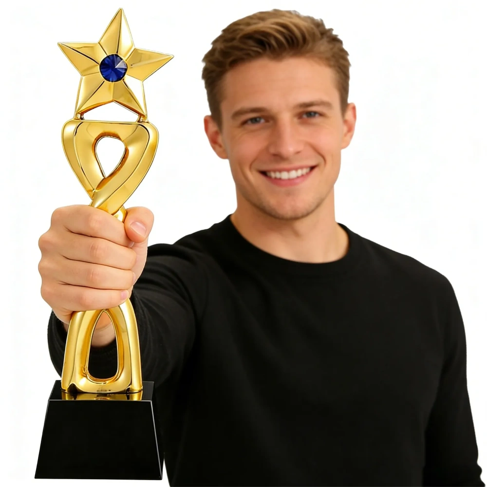 Blue Sapphire Star Gold Trophy Award - Bulk Order