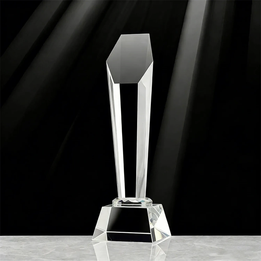 Diamond-Cut Optical Crystal Obelisk Award - Low MOQ