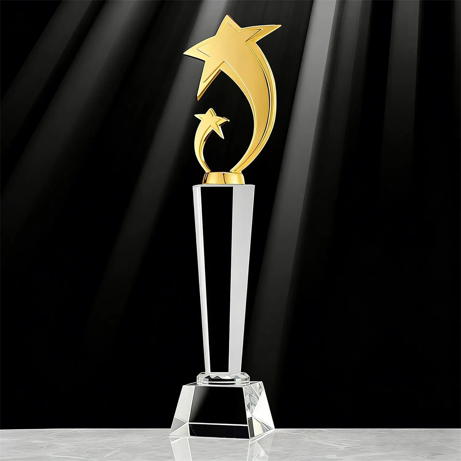 Wholesale Gold Double Star Trophy with Crystal Base SmallOrders