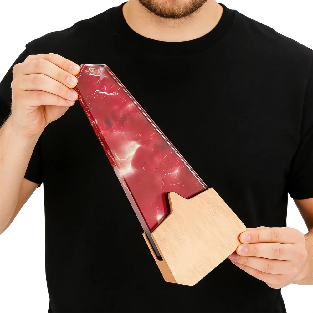 Crimson Lightning Crystal Obelisk Award - Custom Logo