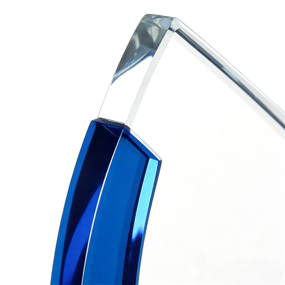 Azure Wave Optical Crystal Award - Custom Engraved