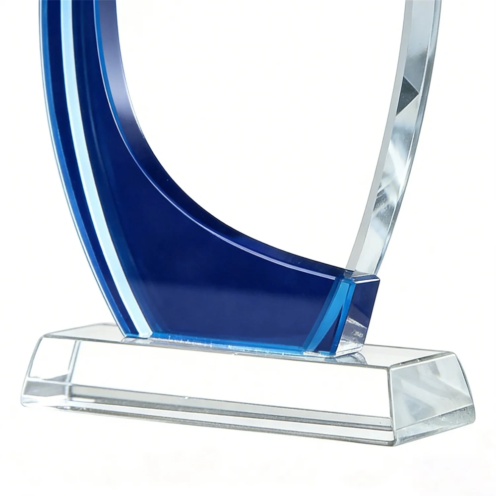 Azure Wave Optical Crystal Award - Custom Engraved
