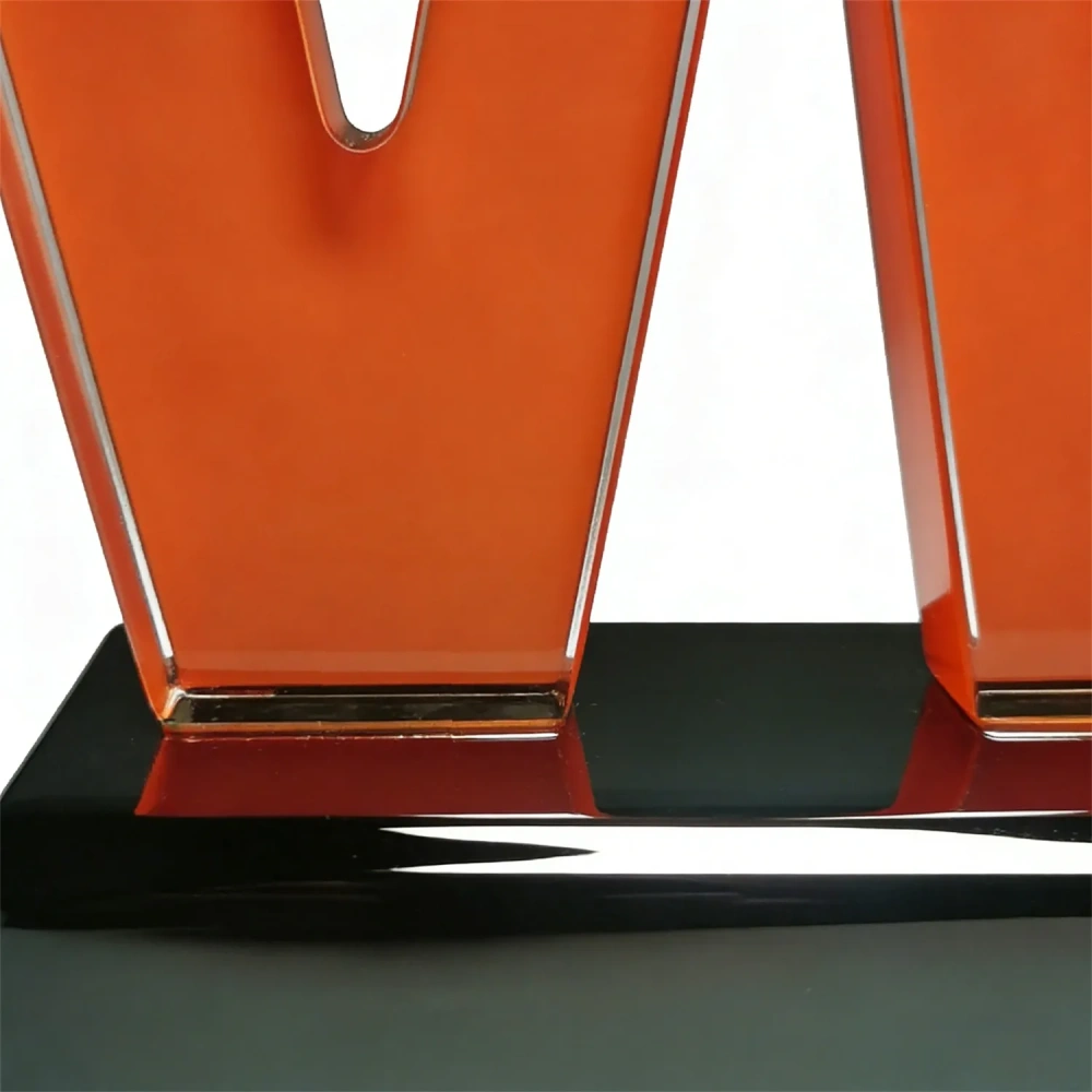 Amber Letter W Optical Crystal Award - Custom Logo