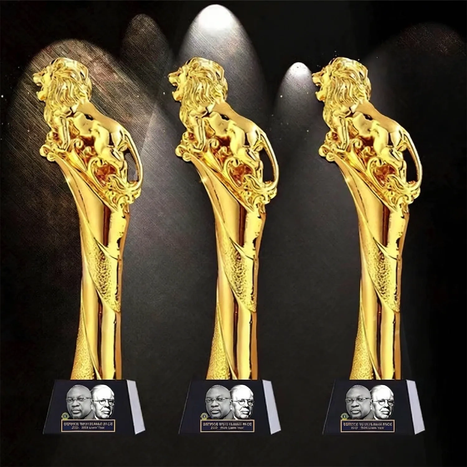 Bulk Wholesale Golden Lion King Awards with Black Base for Business Small Order