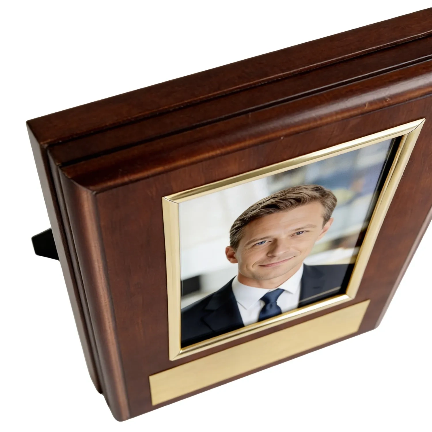 Premium timber recognition plaque with gold metal inlay for business milestone Small Order