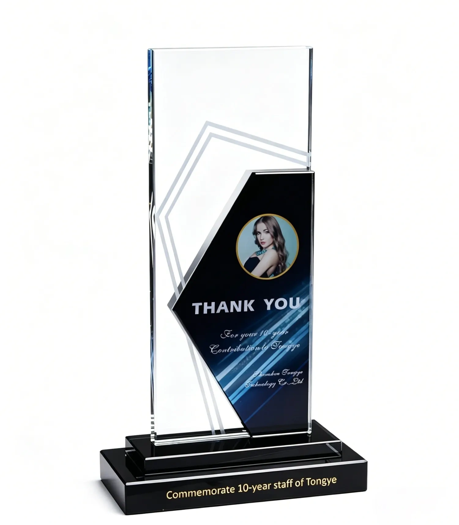 SmallOrders unique blue and clear crystal achievement award for long-term staff
