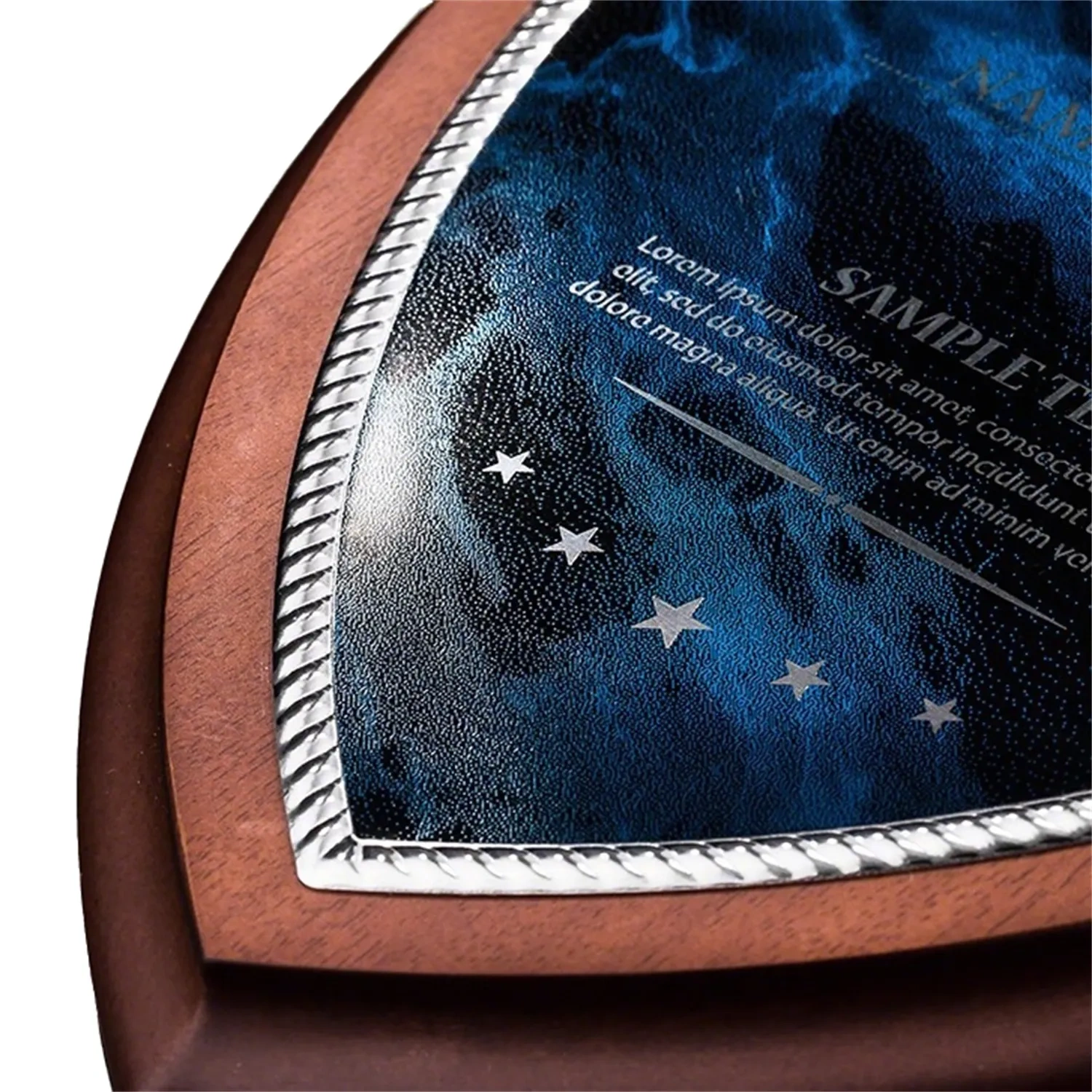 Premium blue marbleized award shield for executive recognition Small Order