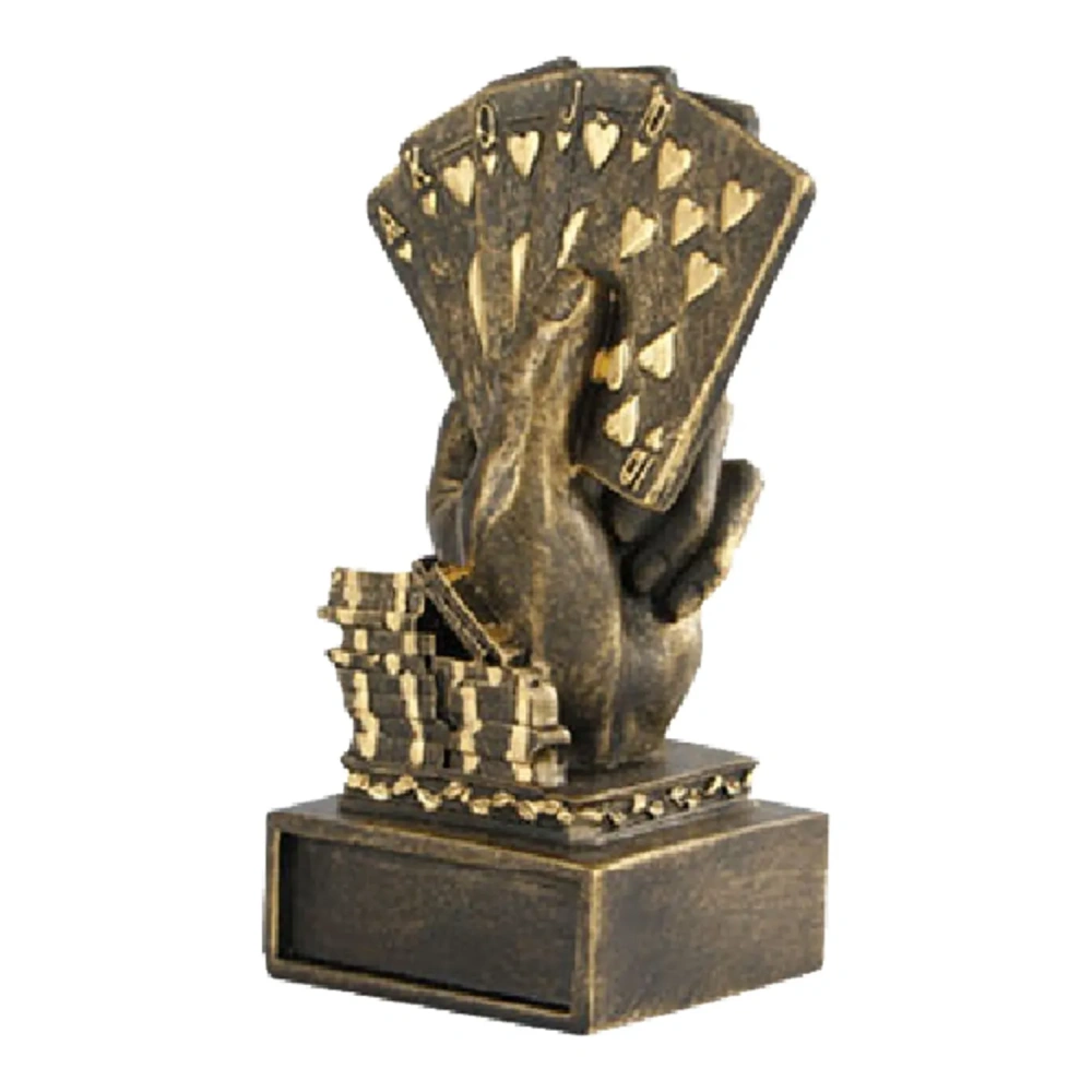 Wholesale resin poker hand trophy with card and chips for gaming events SmallOrder