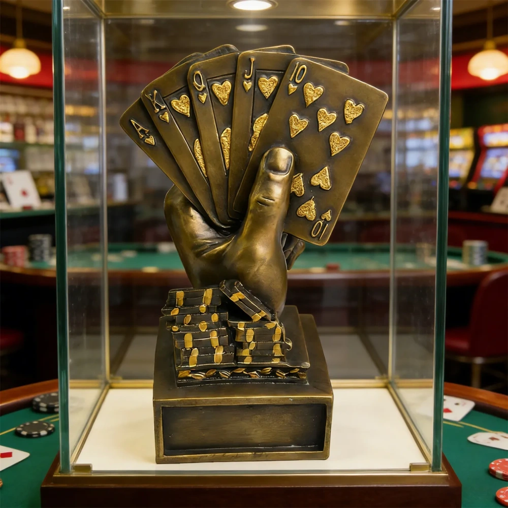 Customizable card player trophy for casino night and poker league awards SmallOrders