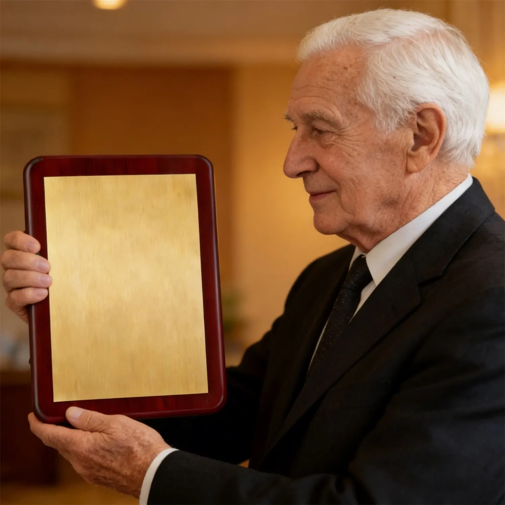 Corporate Retirement Plaque - Walnut wood