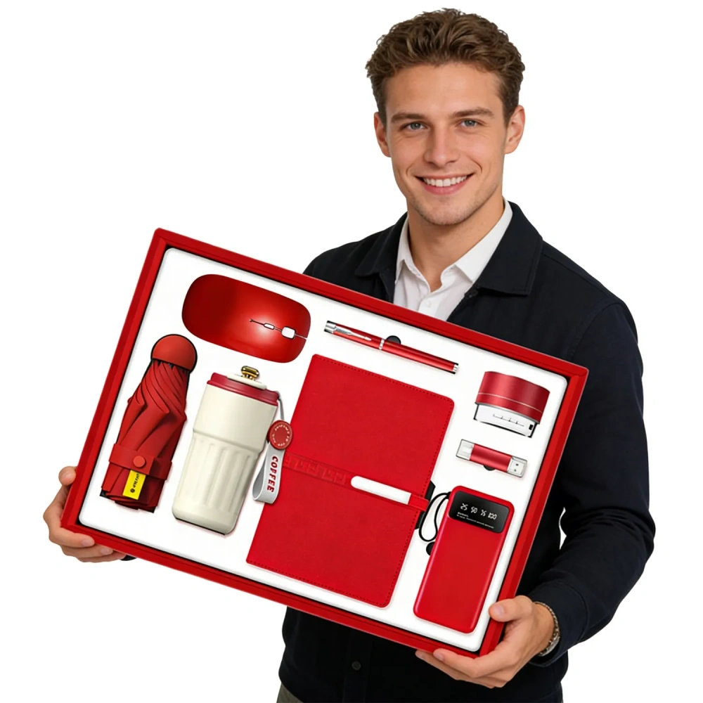 Premium Red 8-in-1 Corporate Executive Gift Set - Corporate Gift Set