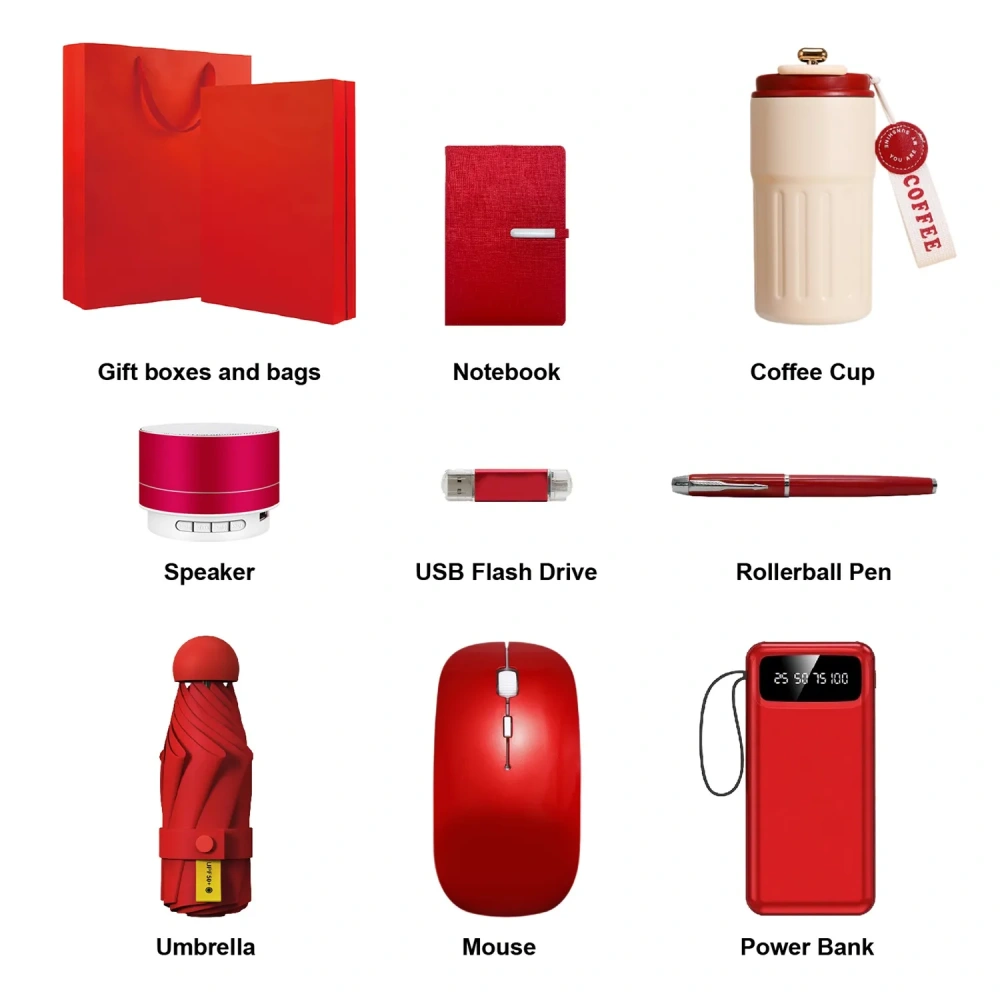 Premium Red 8-in-1 Corporate Executive Gift Set - Corporate Gift Set