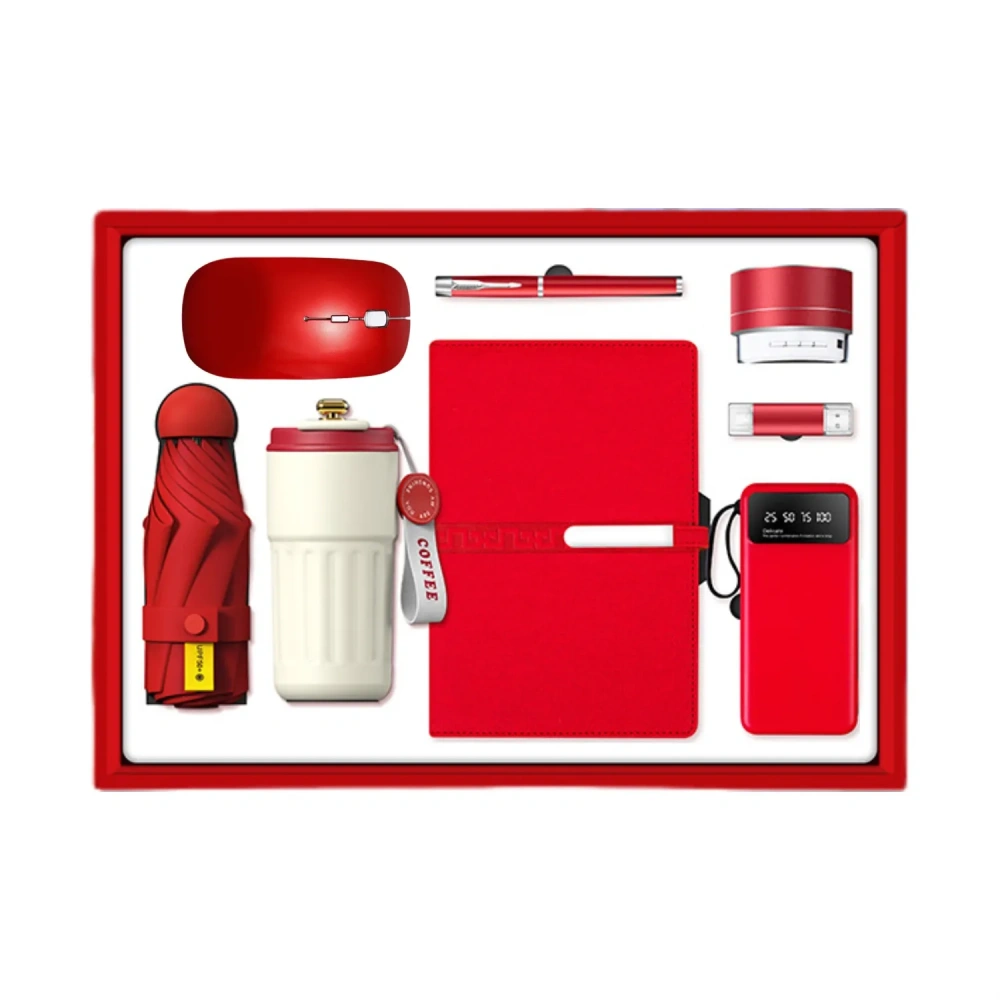 Premium Red 8-in-1 Corporate Executive Gift Set - Corporate Gift Set