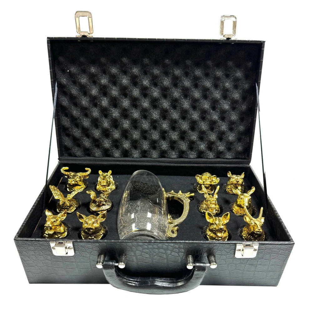 Luxury Chinese Zodiac Crystal Whiskey Glass Set - Low MOQ