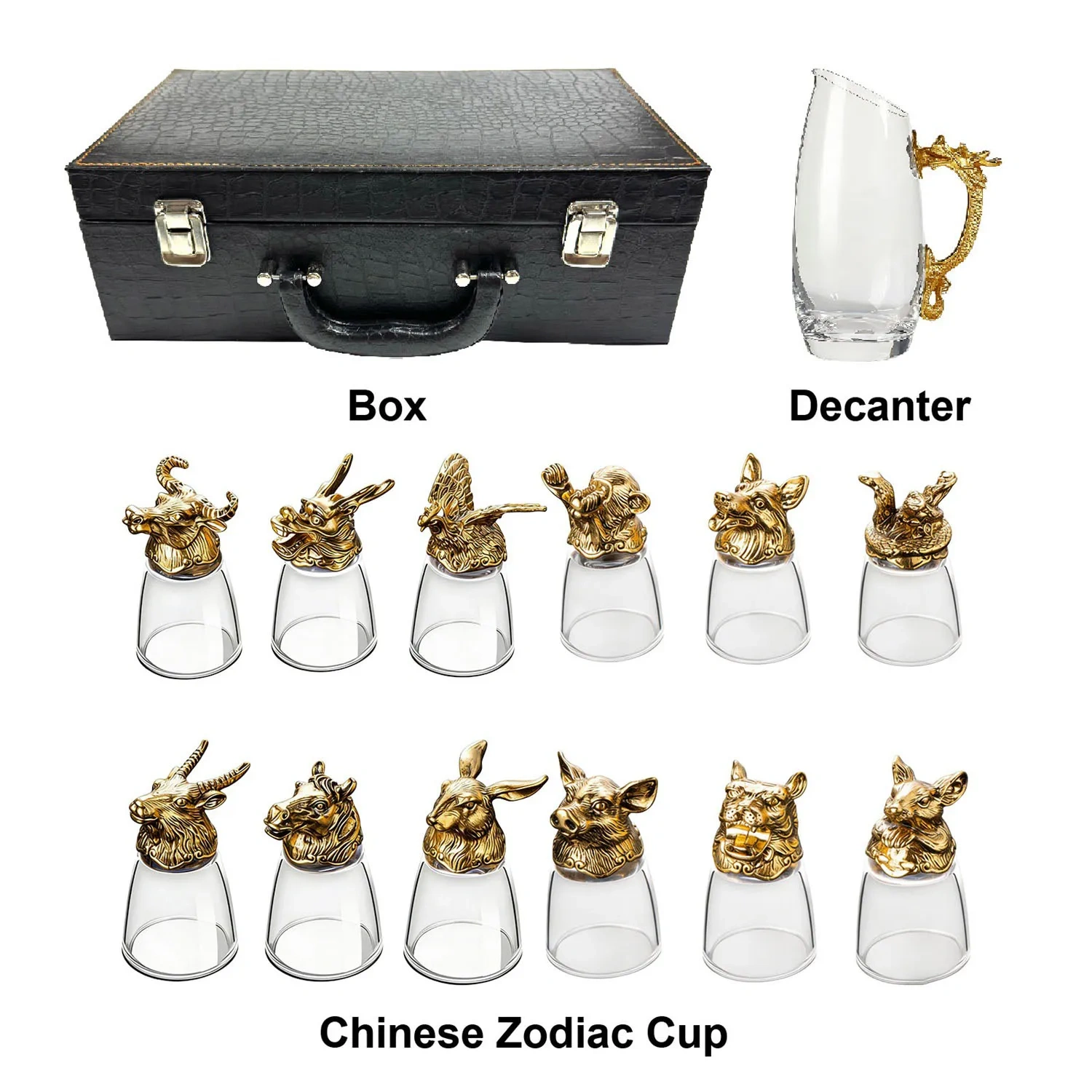 Luxury Chinese Zodiac Crystal Whiskey Glass Set - Low MOQ