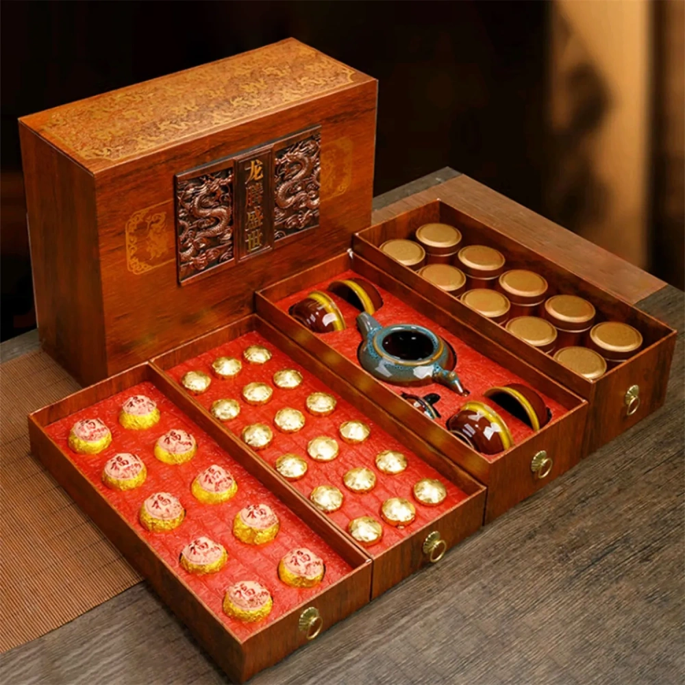 4-Tier Dragon Motif Chinese Tea Discovery Chest - Supplier
