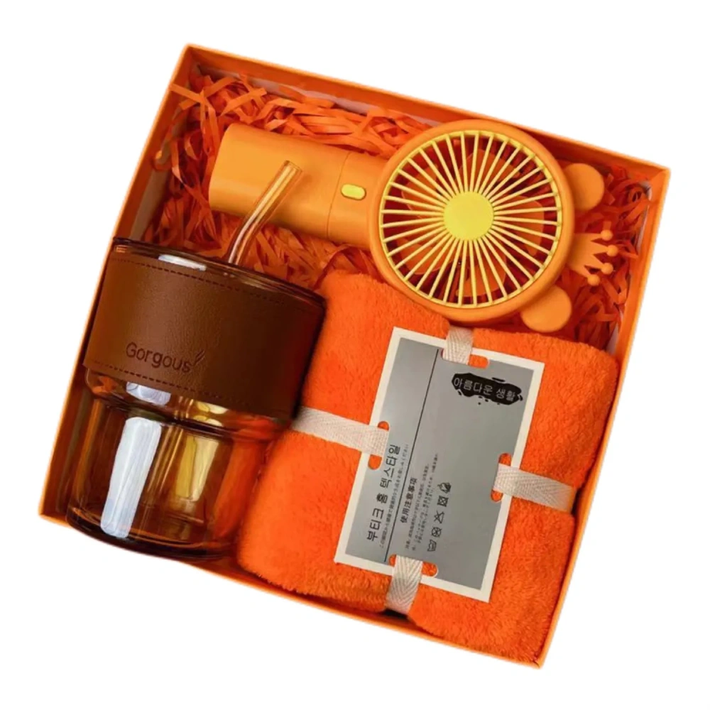 3-in-1 Eco-Friendly Glass Cup & Fan Gift Set - Wholesale