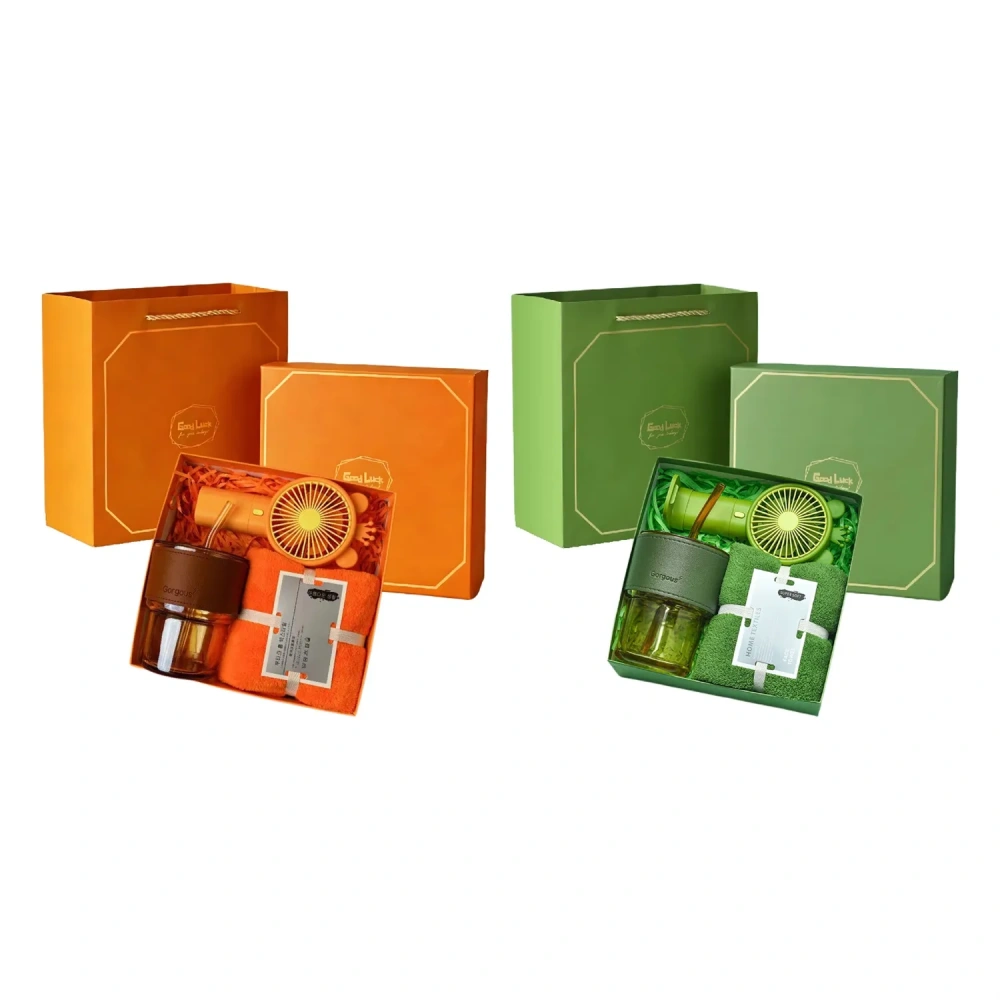 3-in-1 Eco-Friendly Glass Cup & Fan Gift Set - Wholesale