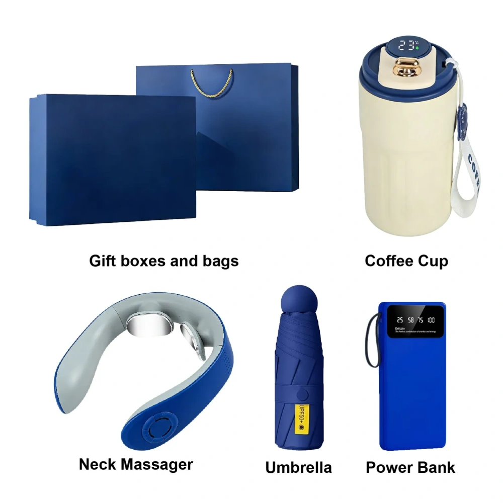 Executive Navy Blue Tech & Insulated Flask Set - Low MOQ