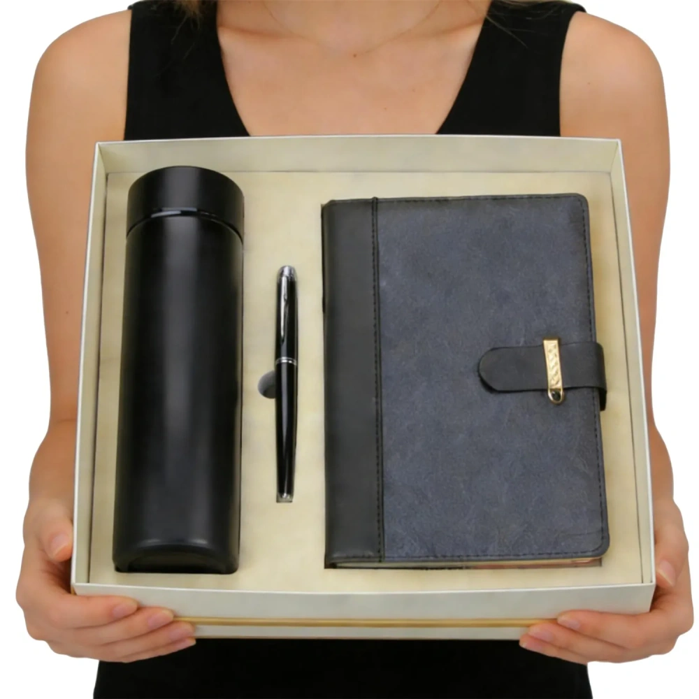 Premium 3-in-1 Executive Notebook & Flask Set - Low MOQ