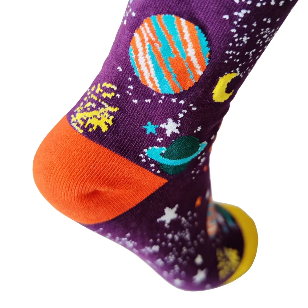 Space-Themed Crew Socks - Personalized Logo