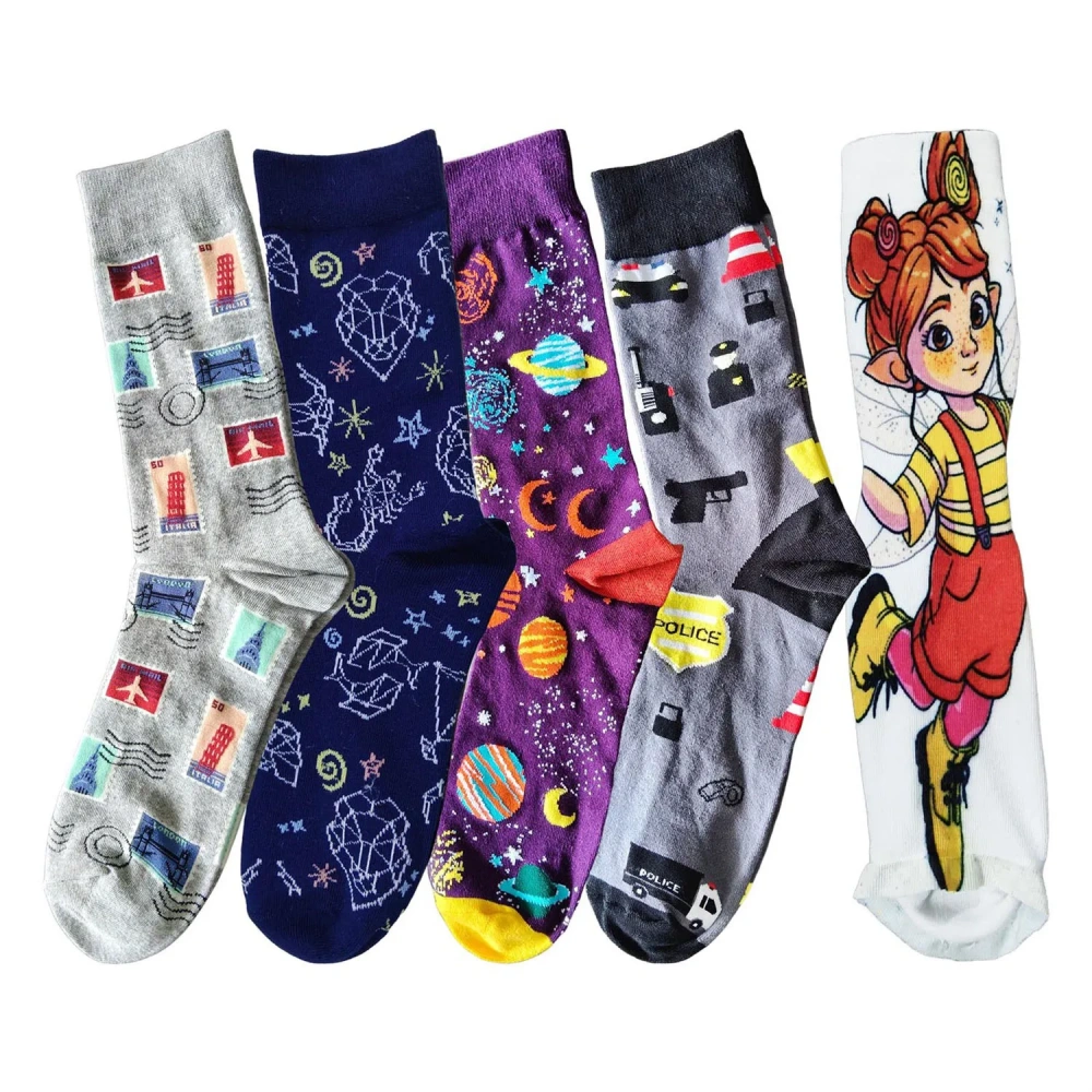 Space-Themed Crew Socks - Personalized Logo