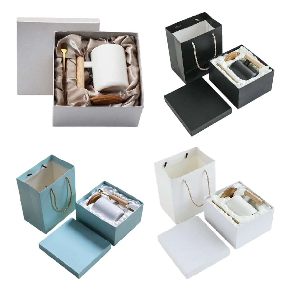 Ceramic Wood Handle Mug Set - Premium Gift Box